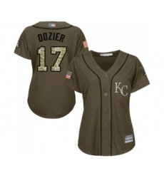 Women's Kansas City Royals #17 Hunter Dozier Authentic Green Salute to Service Baseball Jersey