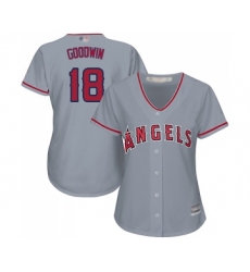 Women's Los Angeles Angels of Anaheim #18 Brian Goodwin Replica Grey Road Cool Base Baseball Jersey