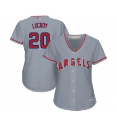 Women's Los Angeles Angels of Anaheim #20 Jonathan Lucroy Replica Grey Road Cool Base Baseball Jersey