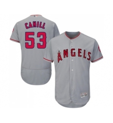 Men's Los Angeles Angels of Anaheim #53 Trevor Cahill Grey Road Flex Base Authentic Collection Baseball Jersey