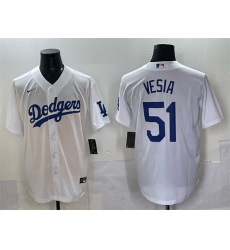 Men's Los Angeles Dodgers #51 Alex Vesia White Cool Base Stitched Baseball Jersey