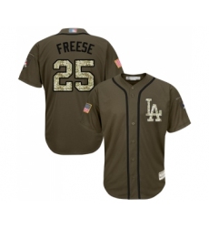 Youth Los Angeles Dodgers #25 David Freese Authentic Green Salute to Service Baseball Jersey