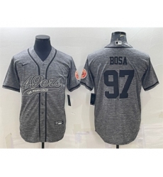 Men's San Francisco 49ers #97 Nick Bosa Gray With Patch Cool Base Stitched Baseball Jersey