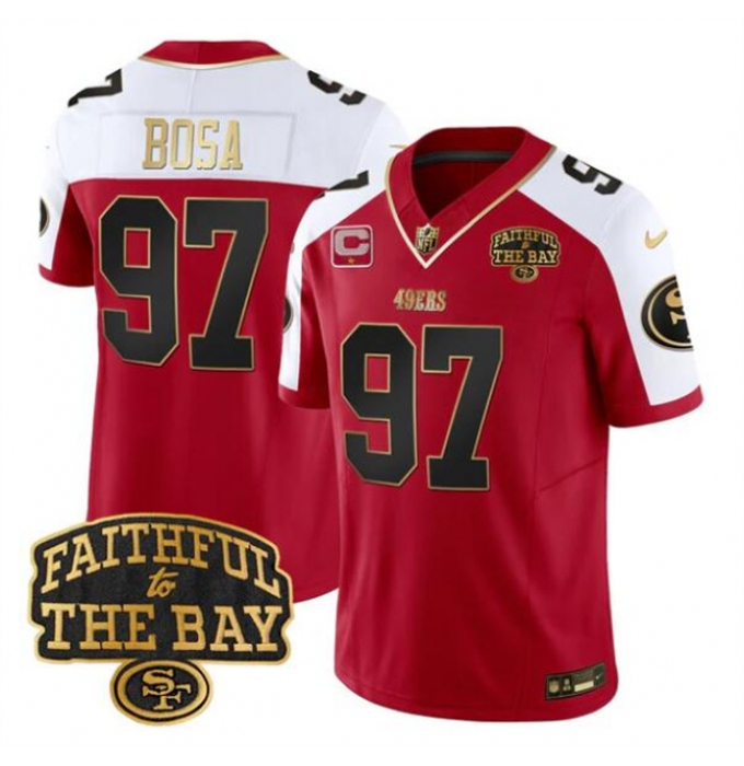 Men's San Francisco 49ers #97 Nick Bosa Red Alternate 2025 F.U.S.E. 1-Star C With Faithful To The Bay Limited V8 Football Stitched Jersey
