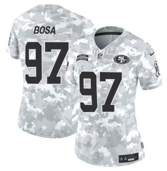 Women's San Francisco 49ers #97 Nick Bosa 2024 F.U.S.E Arctic Camo Salute To Service Limited Stitched Jersey(Run Small)