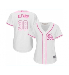 Women's Miami Marlins #38 Jorge Alfaro Replica White Fashion Cool Base Baseball Jersey