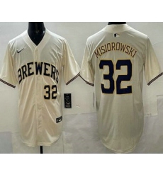 Men's Milwaukee Brewers #32 Jacob Misiorowski Cream Limited Jersey