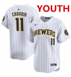 Youth Milwaukee Brewers #11 Jackson Chourio White 2024 Alternate Limited Stitched Baseball Jersey