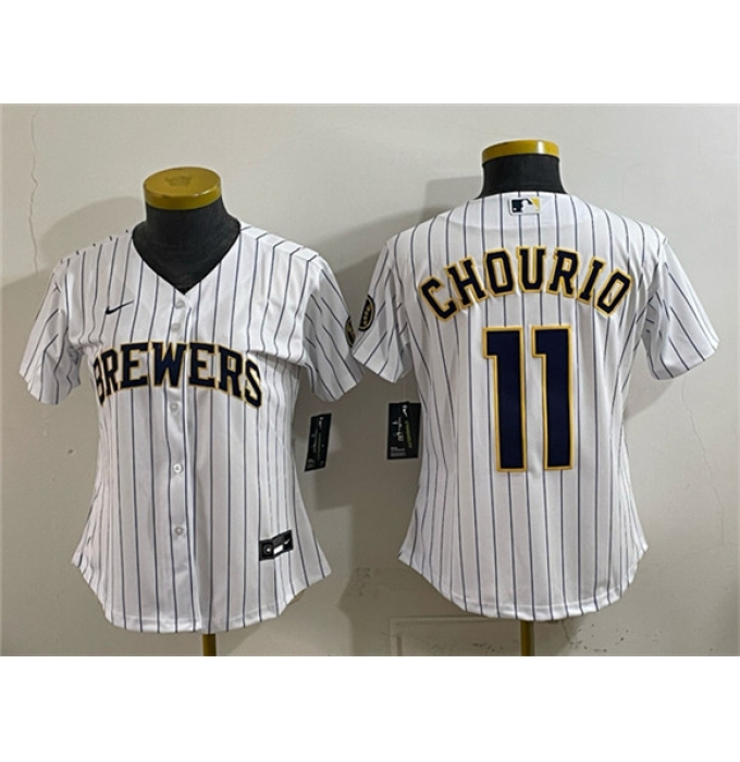 Youth Milwaukee Brewers #11 Jackson Chourio White Cool Base Stitched Jersey