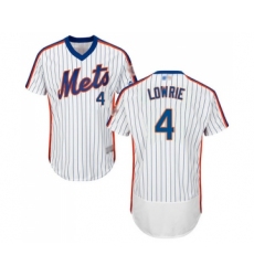 Men's New York Mets #4 Jed Lowrie White Alternate Flex Base Authentic Collection Baseball Jersey