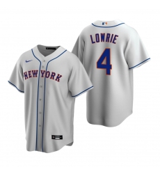 Men's Nike New York Mets #4 Jed Lowrie Gray Road Stitched Baseball Jersey