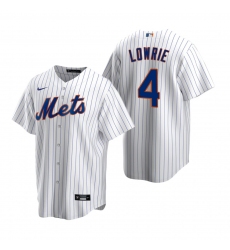 Men's Nike New York Mets #4 Jed Lowrie White 2020 Home Stitched Baseball Jersey