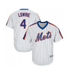 Youth New York Mets #4 Jed Lowrie Authentic White Alternate Cool Base Baseball Jersey