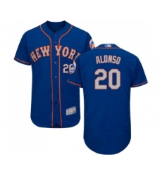 Men's New York Mets #20 Pete Alonso Royal Gray Alternate Flex Base Authentic Collection Baseball Jersey