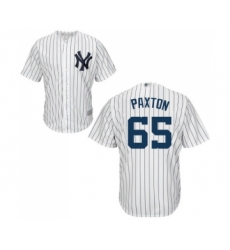 Men's New York Yankees #65 James Paxton Replica White Home Baseball Jersey