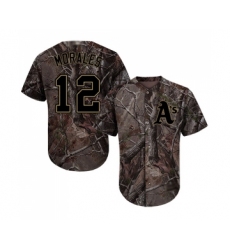 Men's Oakland Athletics #12 Kendrys Morales Authentic Camo Realtree Collection Flex Base Baseball Jersey