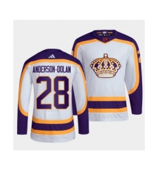 Men's Los Angeles Kings #28 Jaret Anderson-Dolan White 2022 Reverse Retro Stitched Jersey