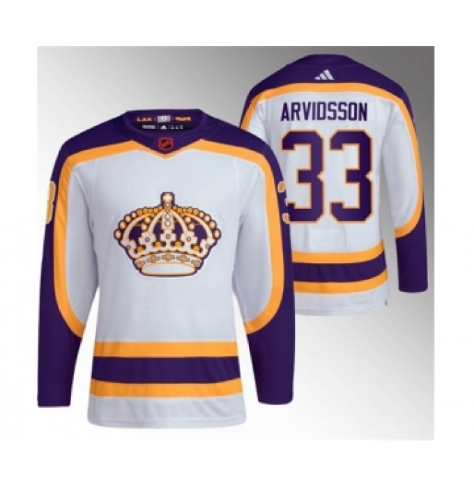 Men's Los Angeles Kings #33 Viktor Arvidsson White 2022 Reverse Retro Stitched Jersey