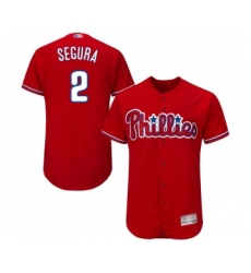 Men's Philadelphia Phillies #2 Jean Segura Red Alternate Flex Base Authentic Collection Baseball Jersey