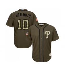 Youth Philadelphia Phillies #10 J. T. Realmuto Authentic Green Salute to Service Baseball Jersey