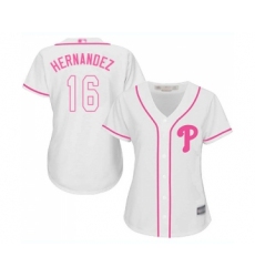 Women's Philadelphia Phillies #16 Cesar Hernandez Replica White Fashion Cool Base Baseball Jersey