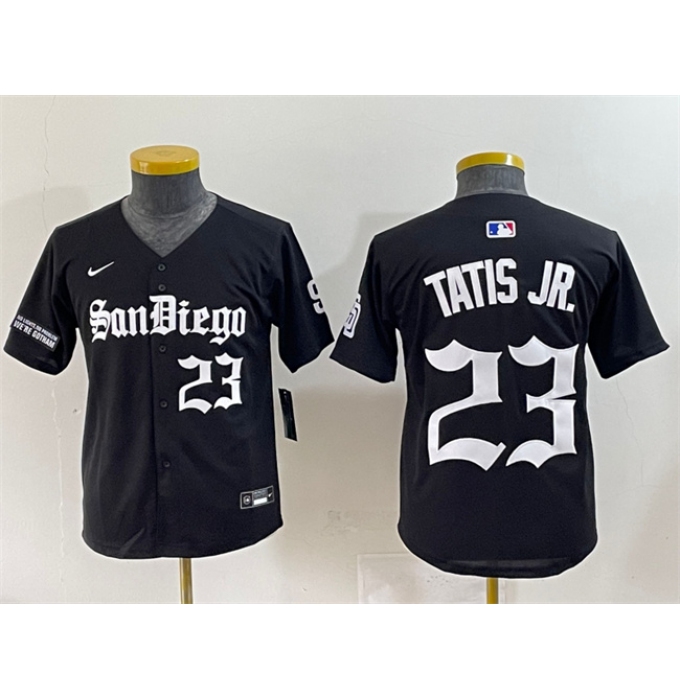 Youth San Diego Padres #23 Fernando Tatis Jr. Black Gothic Edition Vapor Limited Stitched Baseball Jersey