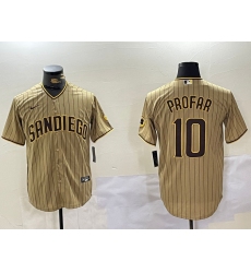 Men's San Diego Padres #10 Jurickson Profar Khaki Team Logo Cool Base Jersey