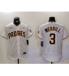 Men's San Diego Padres #3 Jackson Merrill White With PS Stitched Flex Base Jersey