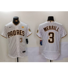 Men's San Diego Padres #3 Jackson Merrill White With PS Stitched Flex Base Jerseys