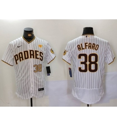 Men's San Diego Padres #38 Jorge Alfaro White With PS Stitched Flex Base Jerseys