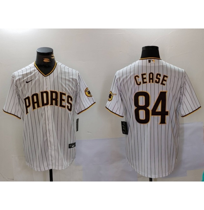 Men's San Diego Padres #84 Dylan Cease White Team Logo Stitched Cool Base Nike Jersey