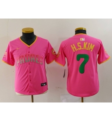 Youth San Diego Padres #7 Ha Seong Kim Pink Fashion Baseball Jersey