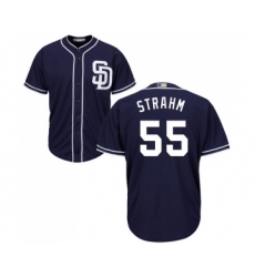 Youth San Diego Padres #55 Matt Strahm Replica Navy Blue Alternate 1 Cool Base Baseball Jersey