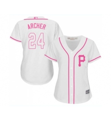 Women's Pittsburgh Pirates #24 Chris Archer Replica White Fashion Cool Base Baseball Jersey