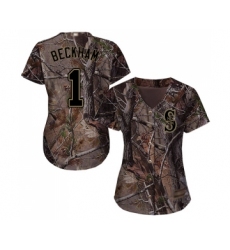 Women's Seattle Mariners #1 Tim Beckham Authentic Camo Realtree Collection Flex Base Baseball Jersey