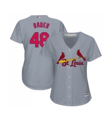 Women's St. Louis Cardinals #48 Harrison Bader Replica Grey Road Cool Base Baseball Jersey
