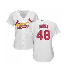 Women's St. Louis Cardinals #48 Harrison Bader Replica White Home Cool Base Baseball Jersey