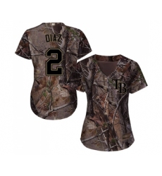 Women's Tampa Bay Rays #2 Yandy Diaz Authentic Camo Realtree Collection Flex Base Baseball Jersey