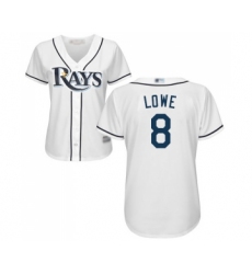 Women's Tampa Bay Rays #8 Brandon Lowe Replica White Home Cool Base Baseball Jersey