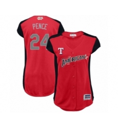 Women's Texas Rangers #24 Hunter Pence Authentic Red American League 2019 Baseball All-Star Jersey
