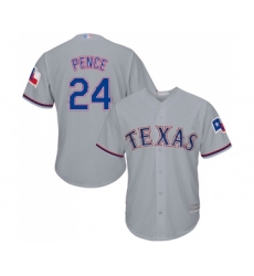 Youth Texas Rangers #24 Hunter Pence Replica Grey Road Cool Base Baseball Jersey