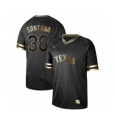 Men's Texas Rangers #38 Danny Santana Authentic Black Gold Fashion Baseball Jersey