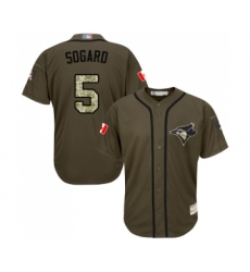 Youth Toronto Blue Jays #5 Eric Sogard Authentic Green Salute to Service Baseball Jersey