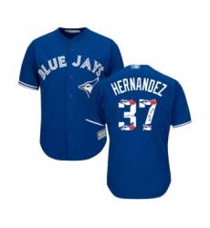 Men's Toronto Blue Jays #37 Teoscar Hernandez Authentic Blue Team Logo Fashion Baseball Jersey