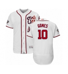 Men's Washington Nationals #10 Yan Gomes White Home Flex Base Authentic Collection 2019 World Series Champions Baseball Jersey