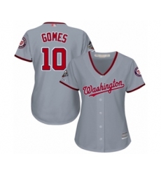 Women's Washington Nationals #10 Yan Gomes Authentic Grey Road Cool Base 2019 World Series Champions Baseball Jersey