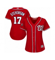 Women's Washington Nationals #17 Andrew Stevenson Authentic Red Alternate 1 Cool Base 2019 World Series Bound Baseball Jersey
