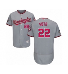 Men's Washington Nationals #22 Juan Soto Grey Road Flex Base Authentic Collection 2019 World Series Bound Baseball Jersey