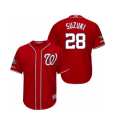 Youth Washington Nationals #28 Kurt Suzuki Authentic Red Alternate 1 Cool Base 2019 World Series Champions Baseball Jersey