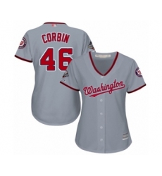Women's Washington Nationals #46 Patrick Corbin Authentic Grey Road Cool Base 2019 World Series Champions Baseball Jersey
